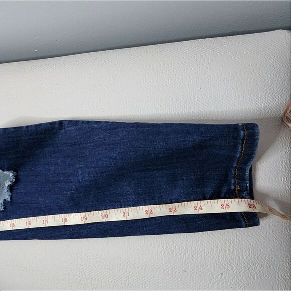 FREE PEOPLE WOMEN'S DISTRESSED HOLEY SKINNY DENIM JEANS BLUE SIZE 29R - Picture 3 of 6